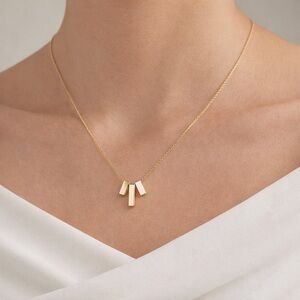 14K Gold Plated Triple Bar Geometric Pendant Necklace | Minimalist Jewelry
